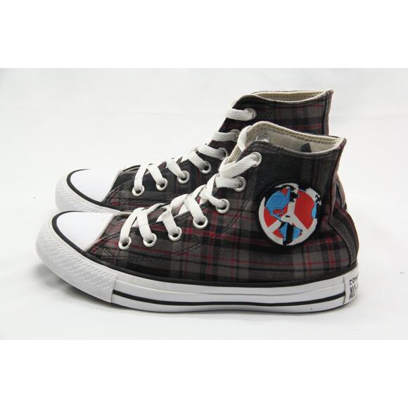 Converse All Star CTAS Shoes Womens Size 6 167415F Brown Plaid Earth World Peace - Picture 5 of 9
